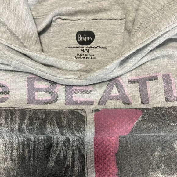 Beatles Hoodie Heather gray medium long sleeve all the band faces on the front - Picture 4 of 7